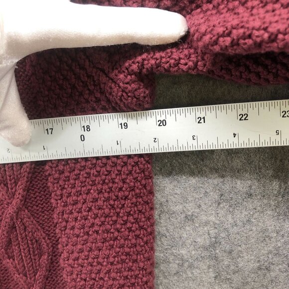 L.L. Bean Cable Knit Cardigan Womens M Burgundy Open Front Longline Cotton - Picture 8 of 9